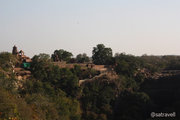 The view from the backyard garden of the restaurant Notice the temple complex on the left and the densely-wooded gorge on the right of the photo-frame