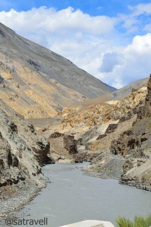 The Spiti River. The confluence of Parechu and Spiti rivers marks the administrative boundary of Spiti.