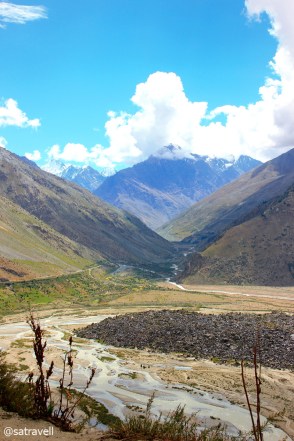 View towards Milang Valley; legend has it that a village lies buried underneath the rubble of stones on the riverbed