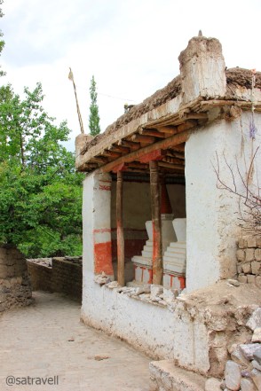 Ancient roofed chortens inside the Alchi complex