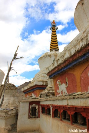 Ancient chortens and prayer wheels at Lamayuru