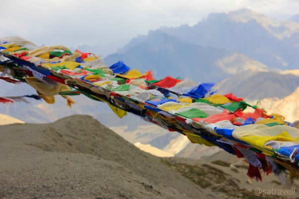 For centuries, Tibetan Buddhists have tied these flags at places of spiritual importance for the wind to carry the divine vibrations across the countryside. Prayer flags are said to bring happiness, long life and prosperity.