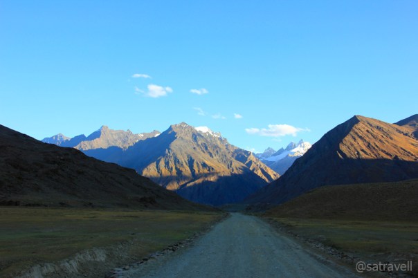The snow-capped Great Himalayan Range; near