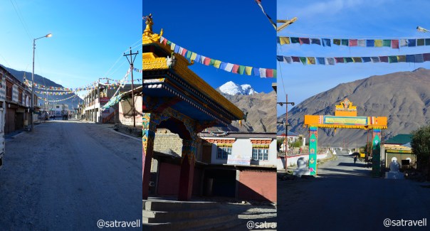 Leaving Padum early next morning; Empty streets of Padum market, Pk 6157 m T20 in sight, on road to Sani