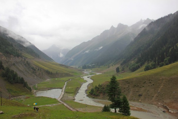 The trek by the infant Sindh near Baltal leads to the Amarnath Shrine