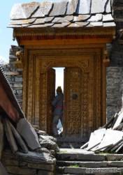 The intricately carved entrance door to the Kamru Fort compound