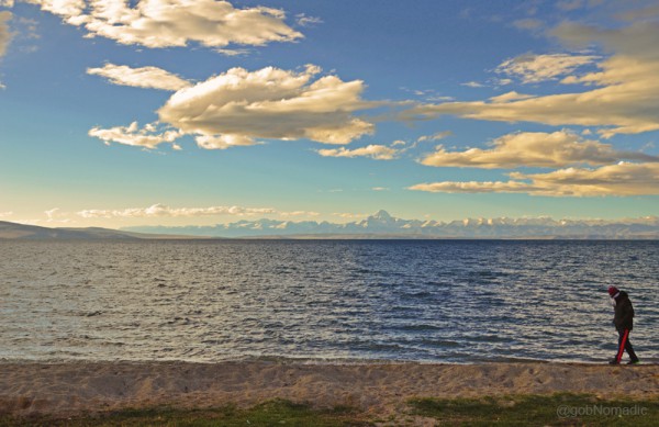 Vasant Bhatol taking a stroll along the shore of the Lake Mansarovar