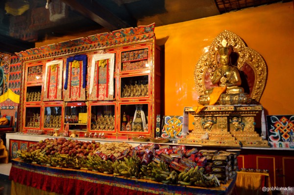 Offerings inside the assembly hall of the monastery