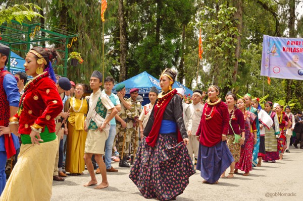 The various Nepalese communities of Sikkim lined up and waiting for their turn to perform before the audience at the Ridge