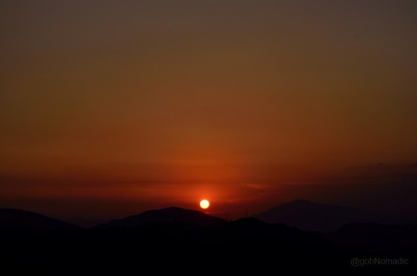 Sunset as observed from the orchard