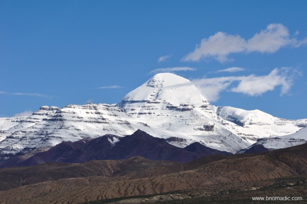 The Kailash. The distances, in this clarified air, are greater than they seem. I make for a nearby headland, and two hours later I am still walking towards it. Objects look closer, but smaller, than they are. And solitary sounds – a faint cheeping and piping – only accentuate the silence.