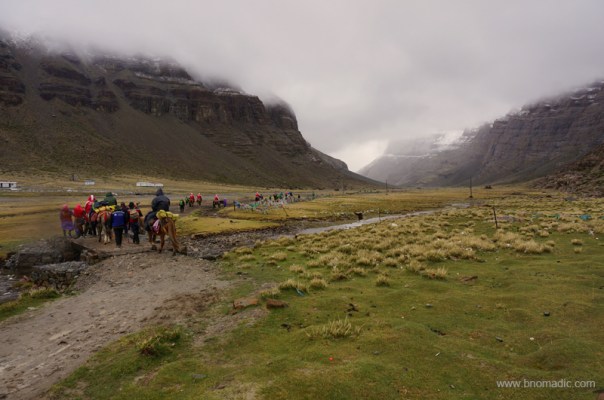 The trek begins in a bad weather