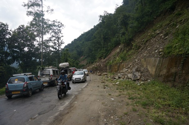 Traffic Jams because of landslides triggered by incessant rains