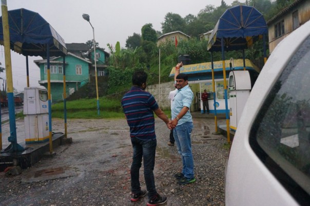 A little before Siligudi; at a fuel station