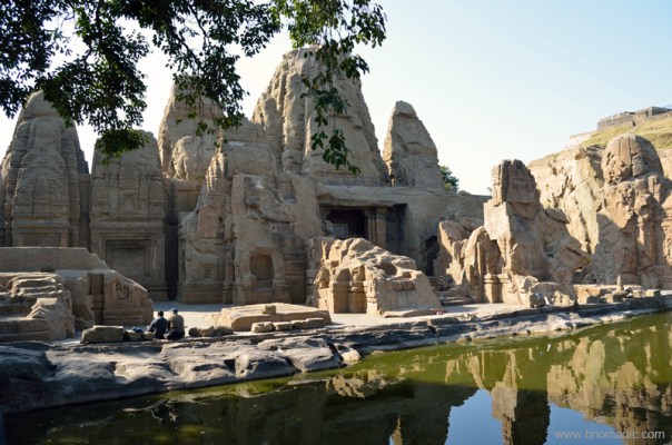 The rock-cut Masroor temples and lake